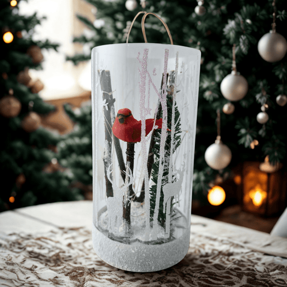 Lighted Cardinal Scene Christmas Decor 180Degrees
