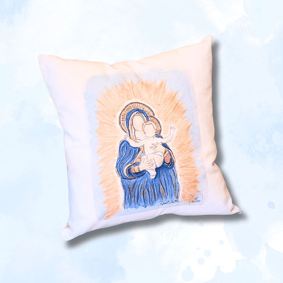 Madonna and Child Pillow Home Decor Jen Culotta Faithful Designs