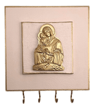 Madonna and Child Rosary Hanger Cream and Gold Rosary Cypress Springs Gift Shop