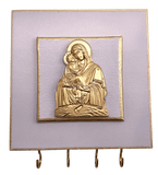 Madonna and Child Rosary Hanger Grey and Gold Rosary Cypress Springs Gift Shop