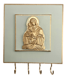 Madonna and Child Rosary Hanger Mint Green and Gold Rosary Cypress Springs Gift Shop