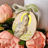Mary And Child Ornaments Cream With Flowers Ornaments Sacred Treasures