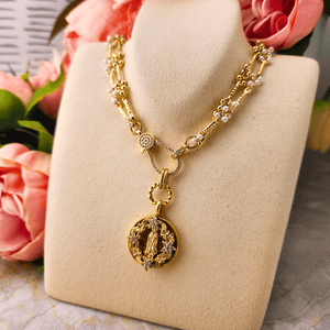 Mary Surrounded by Flowers Statement Necklace Jewelry Mustard Seed Jewelry