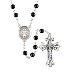Sister Dulce Gift Shop, Catholic Store,  Men's Rosary, Black Onyx Rosary