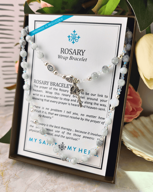Miracles Rosary Wrap Bracelet - Silver/Grey Bracelet My Saint My Hero