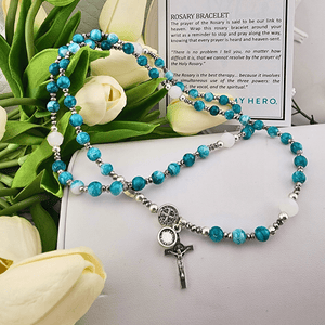 Miracles Rosary Wrap Bracelet - Turquoise/Crystal Bracelet My Saint My Hero