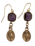 Miraculous Medal Earrings With Colorful Stones Purple Stone Earrings Parker Madison