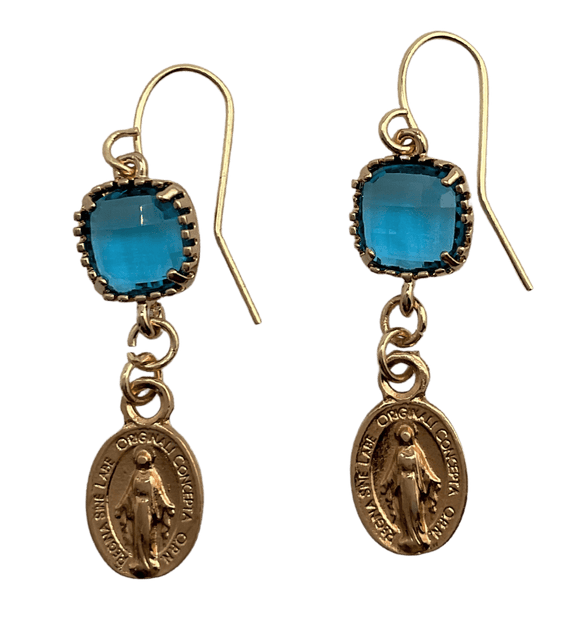 Miraculous Medal Earrings With Colorful Stones Turquoise Stone Earrings Parker Madison