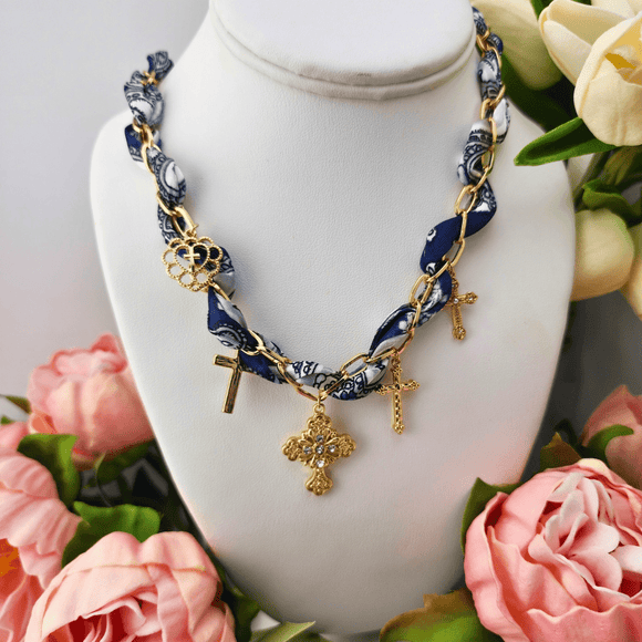 Multi Charm Scarf Necklace Jewelry Golden Stella