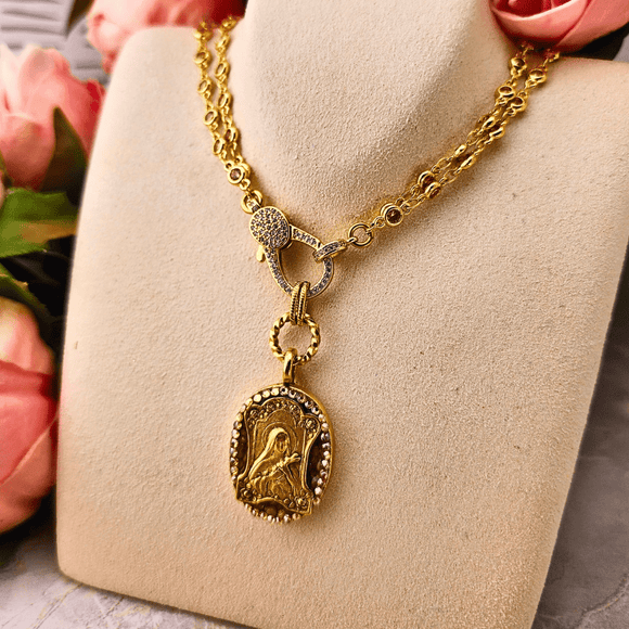 Mustard Seed Crystal Necklace With Mary Pendant Jewelry Mustard Seed Jewelry
