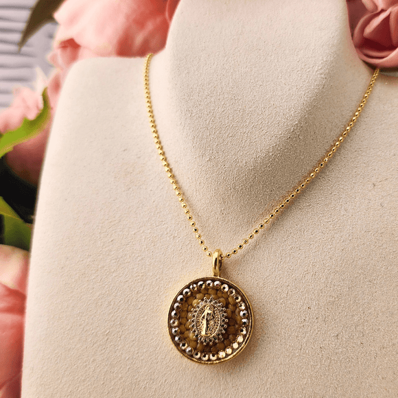 Mustard Seed Mary With Crystals Necklace Necklace Mustard Seed Jewelry