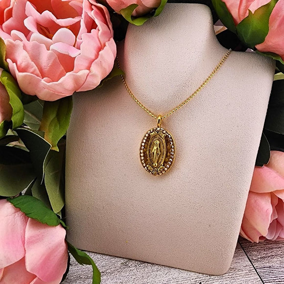 Mustard Seed  Miraculous Medal Pendant Necklace Jewelry Mustard Seed Jewelry