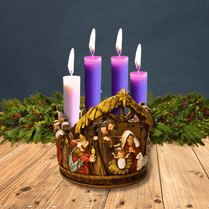 Nativity Advent Candle Holder Christmas Decor Christian Brands