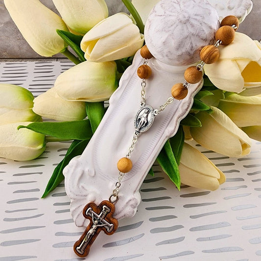 Olive Wood Auto Rosary Roman