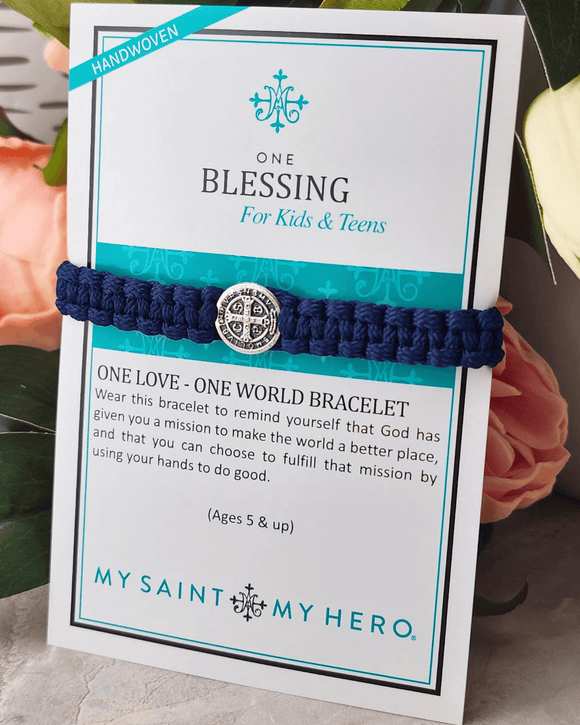 One Blessing for Kids Bracelet - Silver/Blue Bracelet My Saint My Hero
