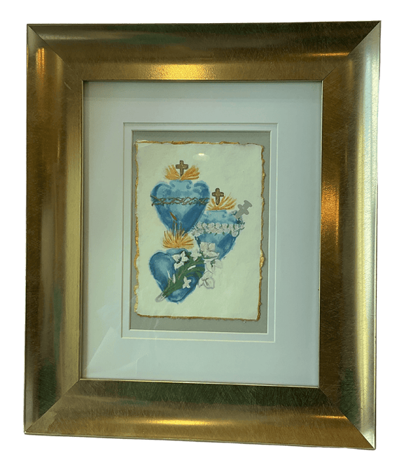 Original Watercolor Hearts of the Holy Family Artwork Sacred Treasures
