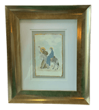 Original Watercolor Traveling Holy Framily Smooth Frame - Gray Background Artwork Sacred Treasures