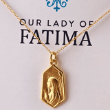 Our Lady of Fatima Gold tone Necklace Jewelry My Saint My Hero