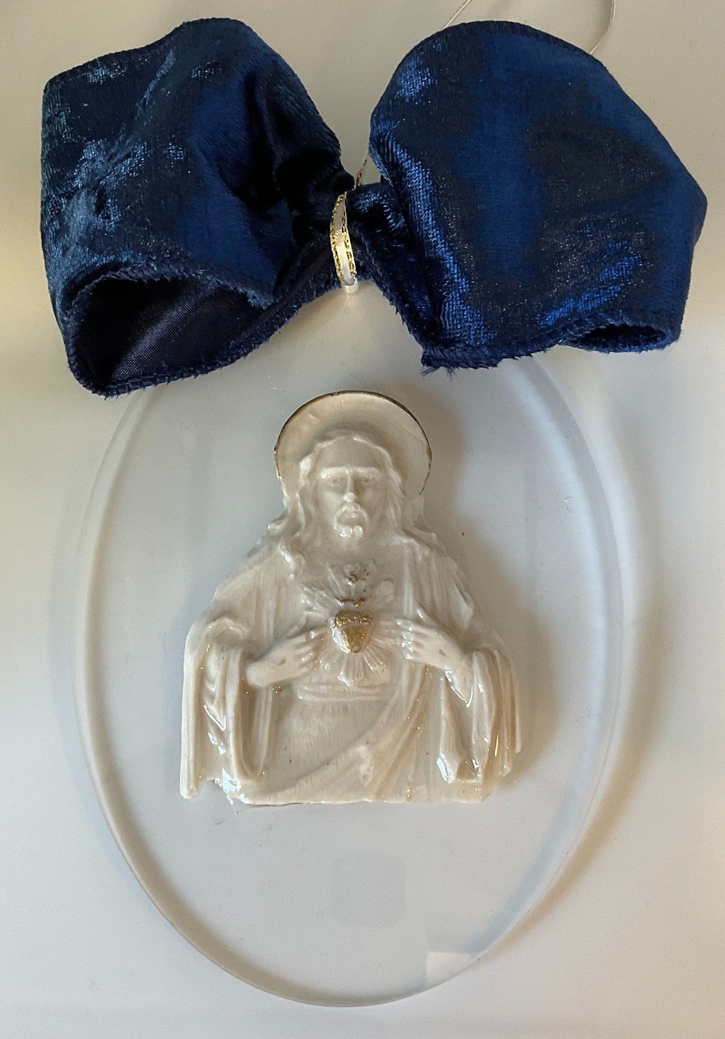 Oval Acrylic Ornaments With Castings Sacred Heart, Sister Dulce Gift Shop, Catholic Store, Religious Store, Catholic Christmas, Religious Christmas, 