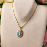 Oval Madonna Pendant Necklace Teal Necklace Parker Madison