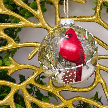 Painted Cardinal Glass Ornament Cardinal Left Christmas Decor, Ornaments 180Degrees