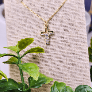 Pave Cross Pendant Necklace Necklace Golden Stella