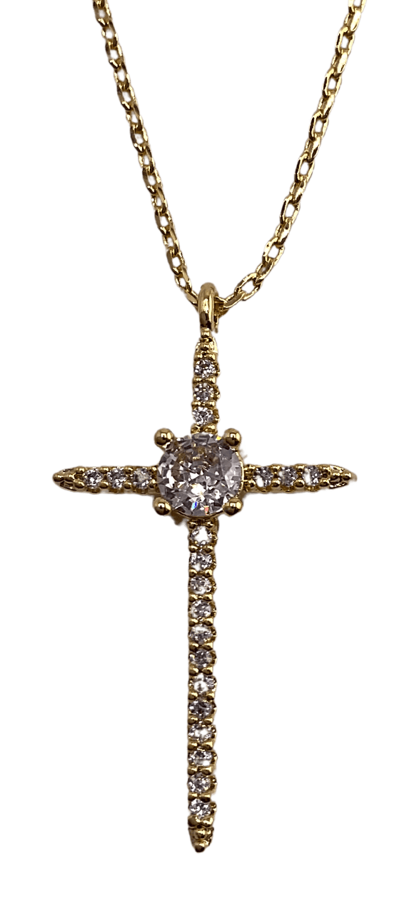 Pave Cross Pendant Necklace Necklace Golden Stella
