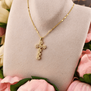Pave Pearl Cross Pendant Necklace Necklace Golden Stella