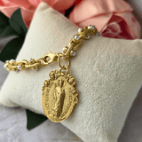 Pearl and Gold Bracelet with Mary Medal Bracelet Parker Madison