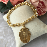 Pearl and Gold Bracelet with Mary Medal Bracelet Parker Madison