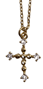 Petite Crystal Edge Cross Necklace Necklace Golden Stella