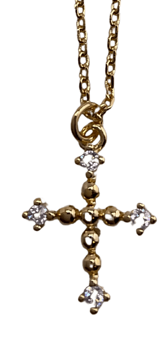 Petite Crystal Edge Cross Necklace Necklace Golden Stella