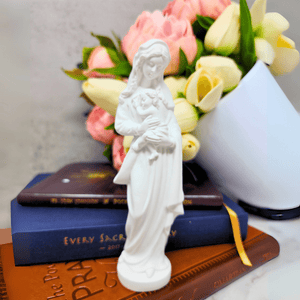 Petite White Madonna and Child Statue Statue Goldscheider of Vienna