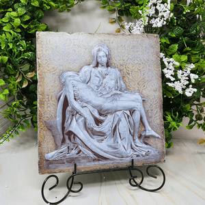 Pieta Garden Tile Plaque With Easel Artwork Christian Brands