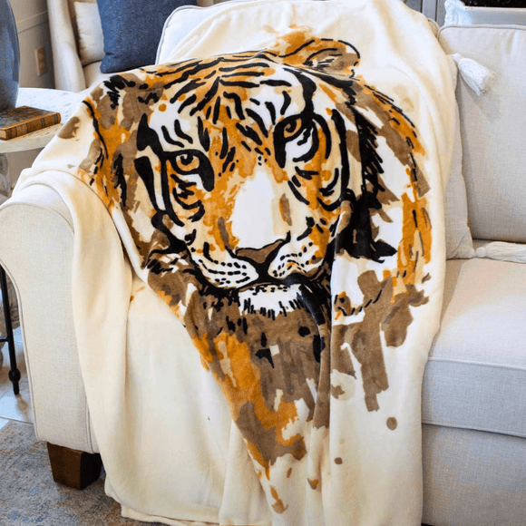 Plush Tiger Throw Blanket Accessory Cypress Springs Gift Shop