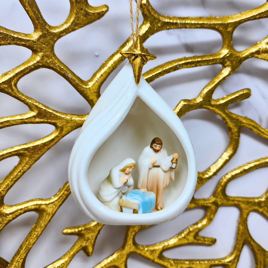 Porcelain Nativity Ornament Christmas Decor, Ornaments 180Degrees