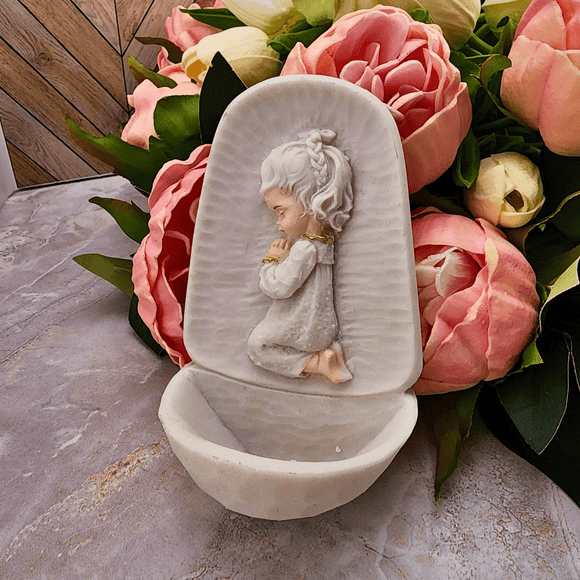 Praying Child Holy Water Font Praying Girl Decor Goldscheider of Vienna