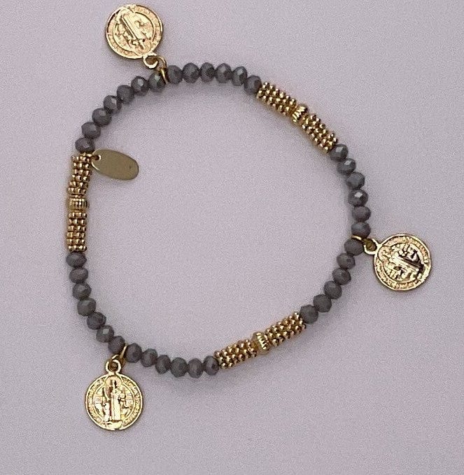 Saint Benedict bracelet with heishi beads