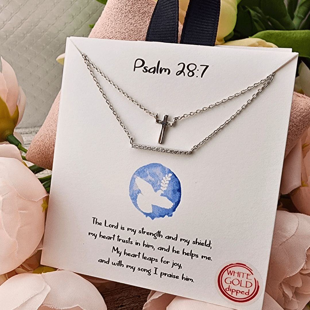 Psalm 28:7 Necklace Silver Necklace Good Feelings
