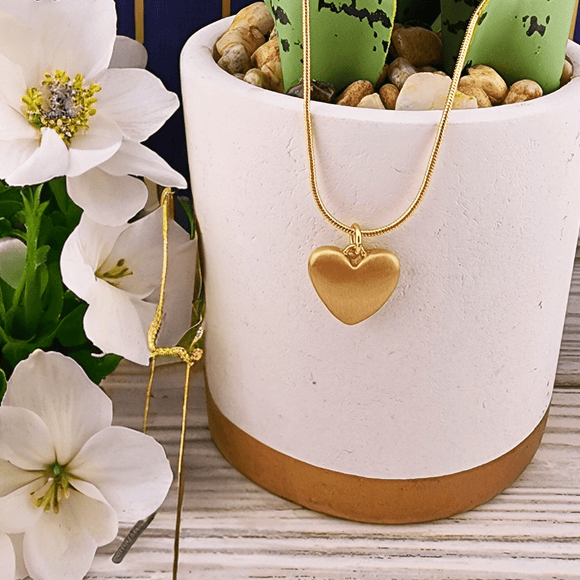 Puffed Heart Necklace Necklaces Canvas