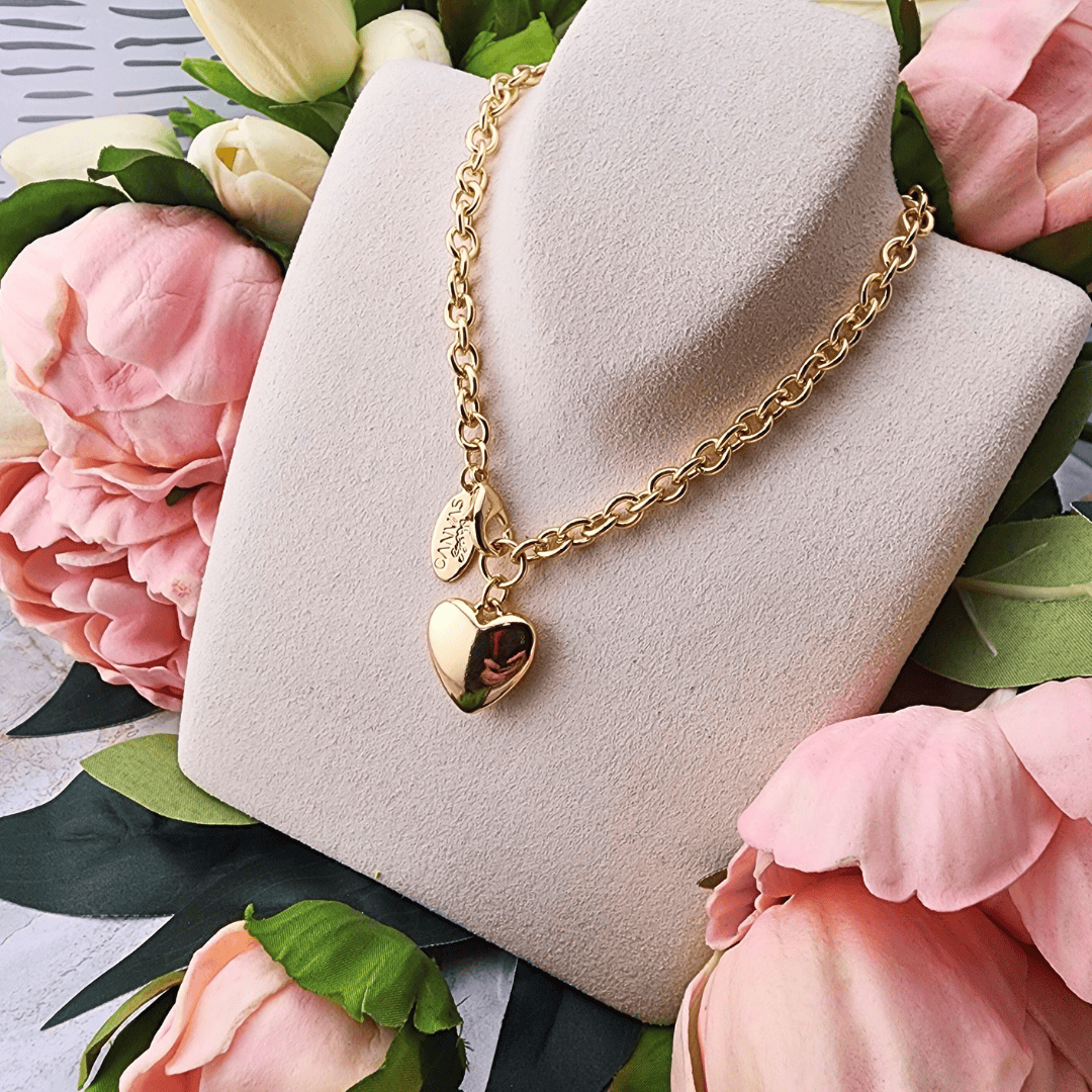 Puffy Heart Necklace Necklaces , gold heart, catholic, catholic gifts, heart jewelry, sister dulce, catholic gift shop