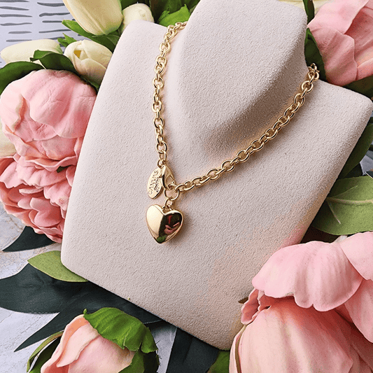 Puffy Heart Necklace Necklaces , gold heart, catholic, catholic gifts, heart jewelry, sister dulce, catholic gift shop