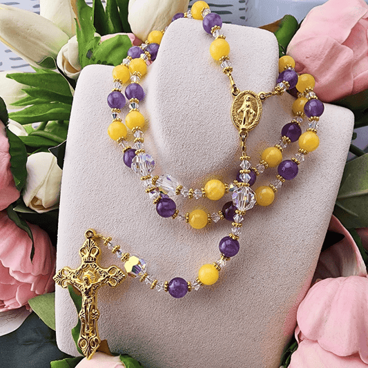 Purple and Gold Rosary Rosary, lsu, catholic, sister dulce, catholic gifts, christmas catholic,