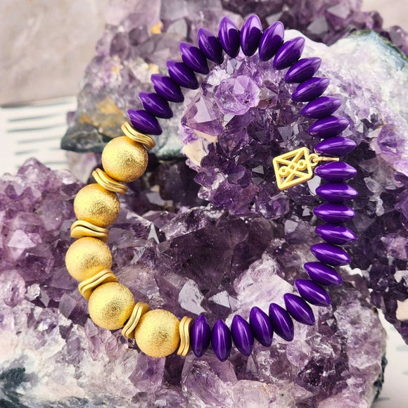 Sister Dulce Gift Shop, Catholic Store, Religious Store,  Purple and Gold Bracelet, LSU Jewelry