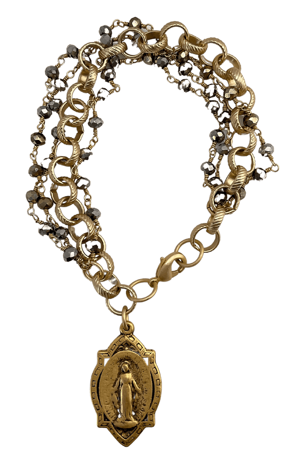 Pyrite Multi Bracelet With Gold Medal Bracelet Parker Madison