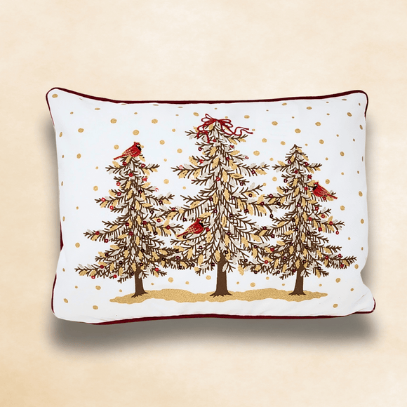 Rectangular Cardinals and Tree Sequined Pillow Christmas K&K Interiors