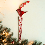 Red and Clear Icicle Ornament With Red BIrd 7" Christmas K&K Interiors