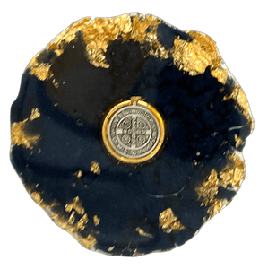 Resin Phone Pop Sockets With Medals - Variety Navy and Gold With Blue Mary Medal Accessory Sacred Treasures