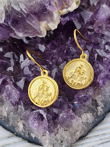 Round Scapular Medal Earrings Jewelry Weisenger Designs