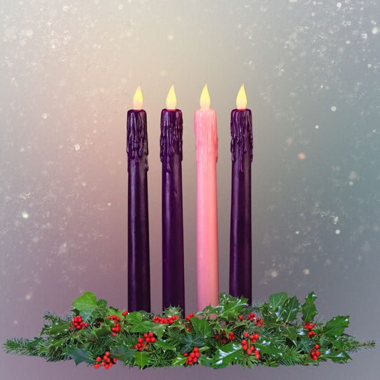 Set of 4 Battery Operated 10" Advent Candles Christmas Roman